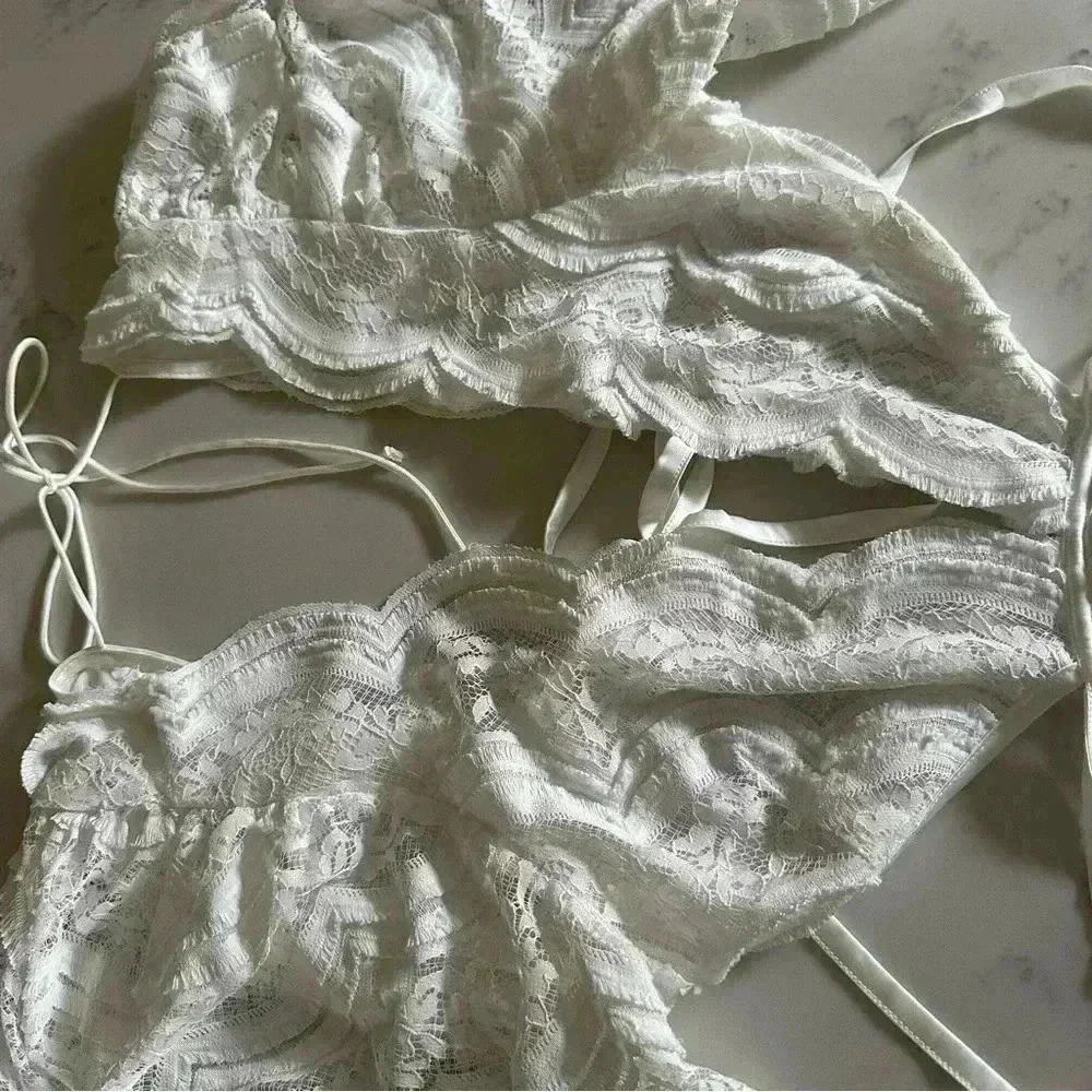 For Love and Lemons Long Sleeve Mimi Dress White Size XL- B02 - Picture 6 of 13